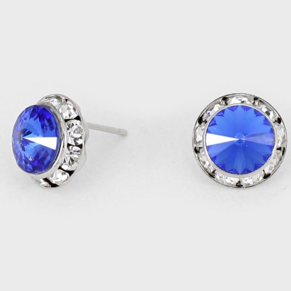 Sapphire Blue Stud Earring with Swarovski Crystals